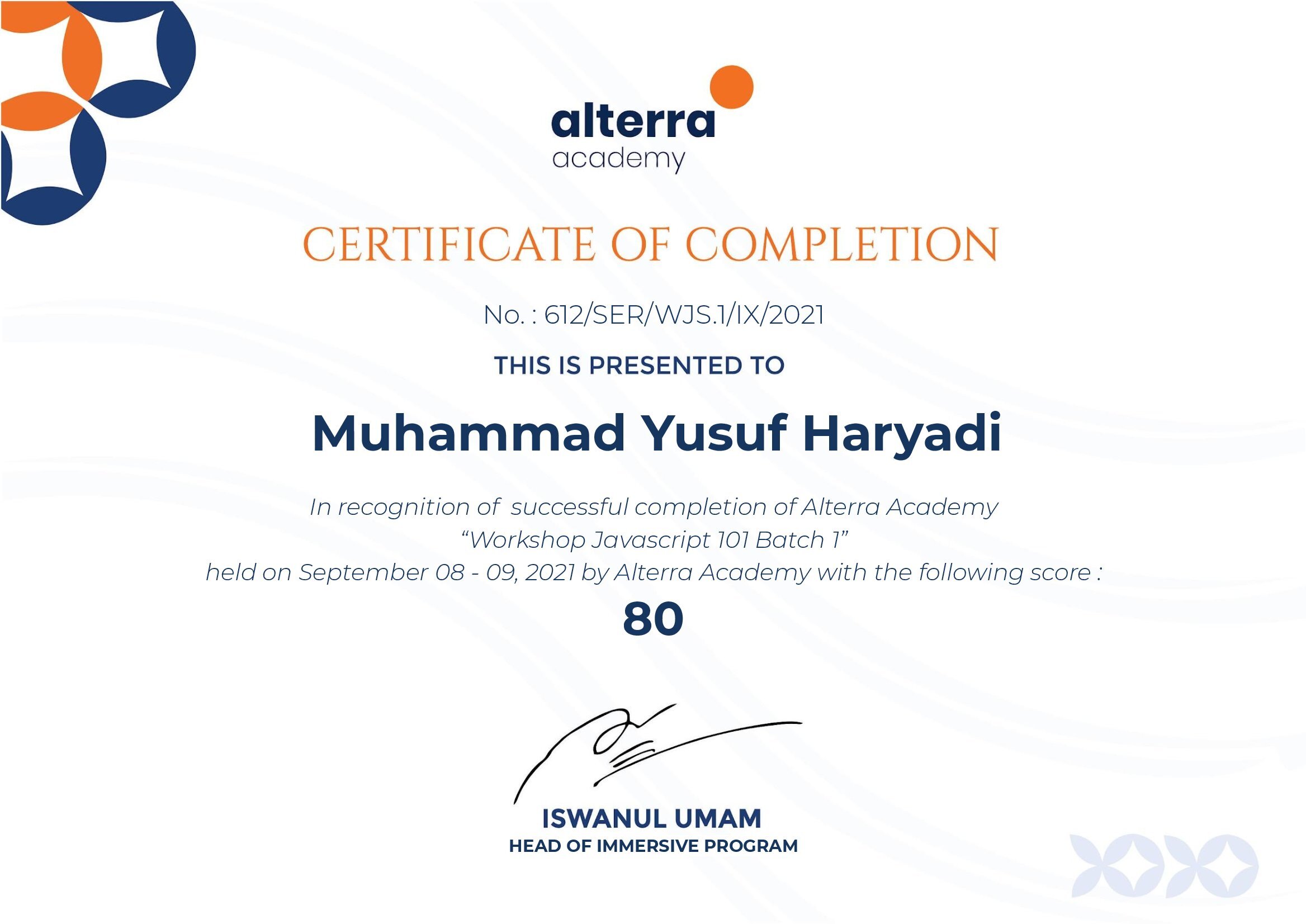 Javascript 101 Alterra Academy